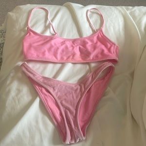 Bubblegum pink velvet triangl bikini set